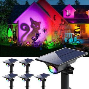 6 Pack Color Changing Solar Power Spot Lights for Halloween Decorations